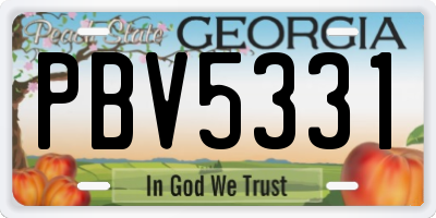 GA license plate PBV5331