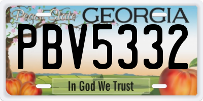 GA license plate PBV5332