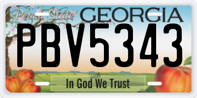 GA license plate PBV5343