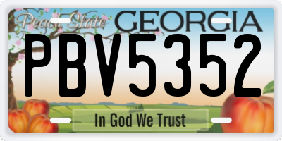 GA license plate PBV5352