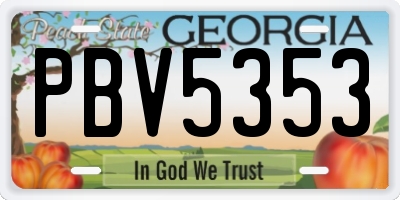 GA license plate PBV5353