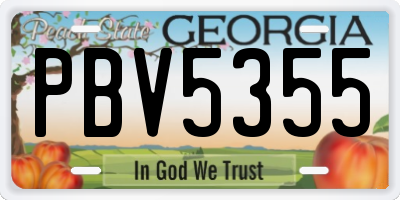 GA license plate PBV5355