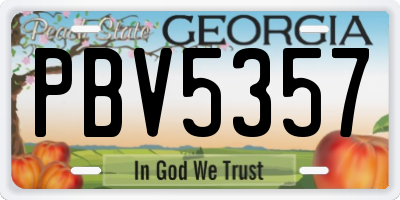 GA license plate PBV5357