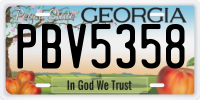 GA license plate PBV5358