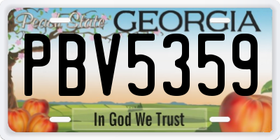 GA license plate PBV5359