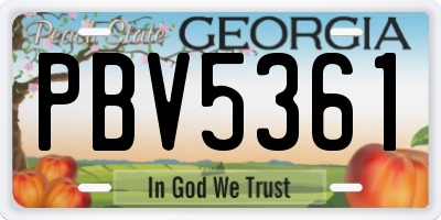 GA license plate PBV5361
