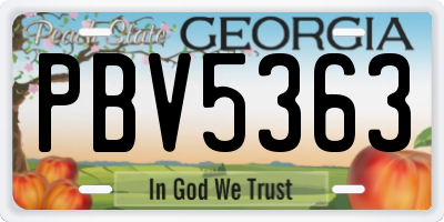 GA license plate PBV5363