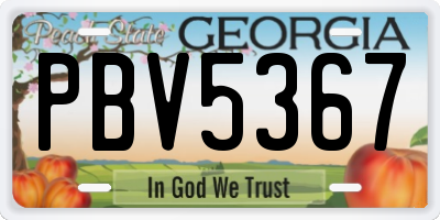 GA license plate PBV5367