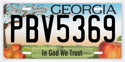 GA license plate PBV5369