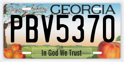 GA license plate PBV5370