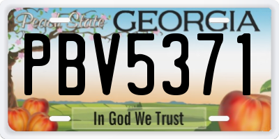 GA license plate PBV5371