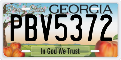 GA license plate PBV5372