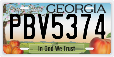 GA license plate PBV5374