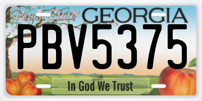 GA license plate PBV5375