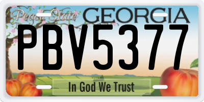 GA license plate PBV5377