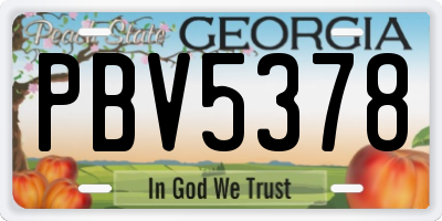 GA license plate PBV5378