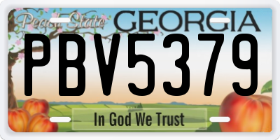 GA license plate PBV5379