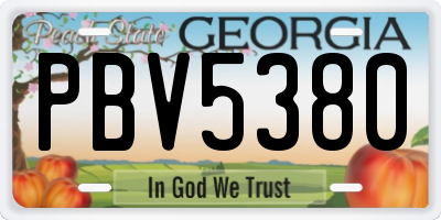 GA license plate PBV5380