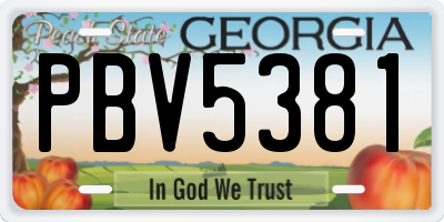 GA license plate PBV5381