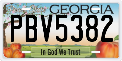 GA license plate PBV5382