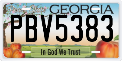 GA license plate PBV5383
