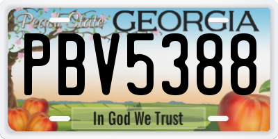 GA license plate PBV5388