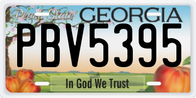GA license plate PBV5395