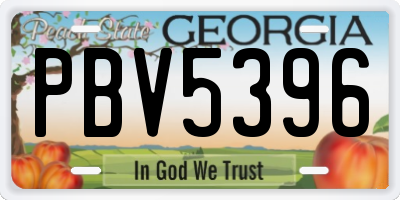 GA license plate PBV5396