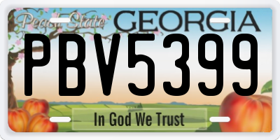 GA license plate PBV5399