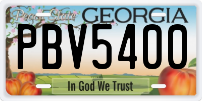 GA license plate PBV5400