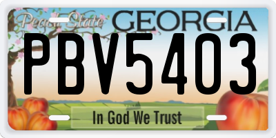 GA license plate PBV5403