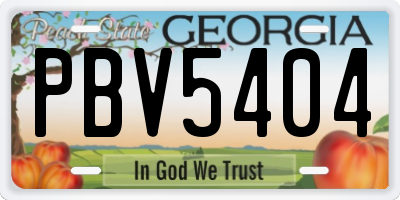 GA license plate PBV5404