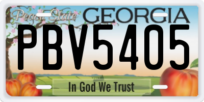 GA license plate PBV5405