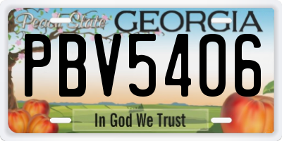 GA license plate PBV5406