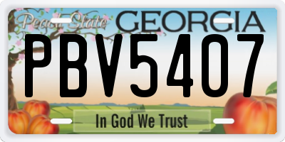 GA license plate PBV5407