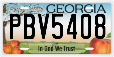 GA license plate PBV5408