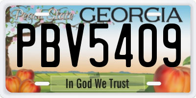 GA license plate PBV5409