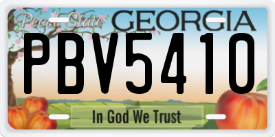 GA license plate PBV5410