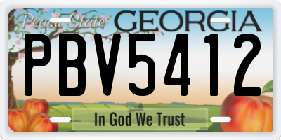 GA license plate PBV5412