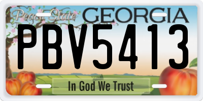 GA license plate PBV5413