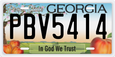 GA license plate PBV5414