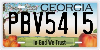 GA license plate PBV5415