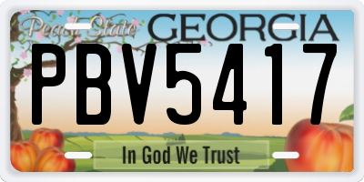 GA license plate PBV5417