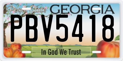 GA license plate PBV5418