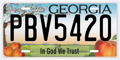 GA license plate PBV5420
