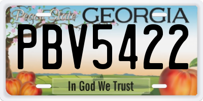 GA license plate PBV5422