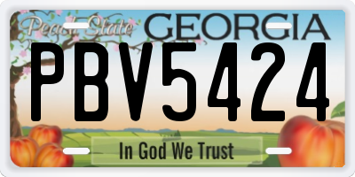 GA license plate PBV5424