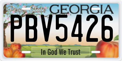 GA license plate PBV5426