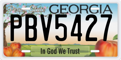 GA license plate PBV5427