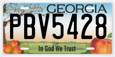 GA license plate PBV5428